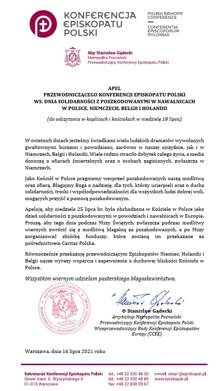 Apel przewodniczacego KEP (16.07.2021)