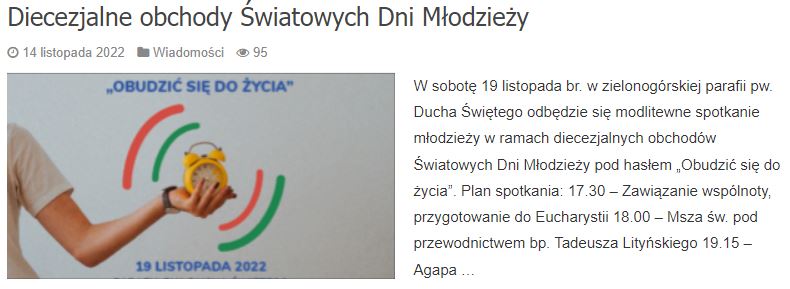 Diecezjalne obchody Swiatowych Dni Młodzieży