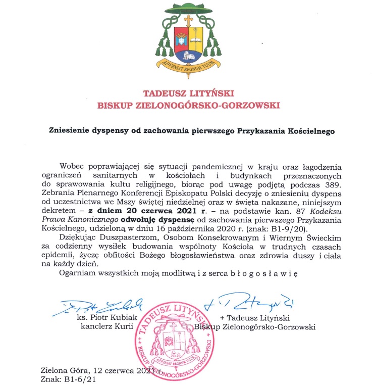 Dyspensa zniesienie 12.06