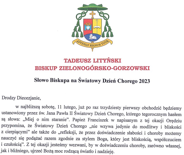List światowy dzien chorego