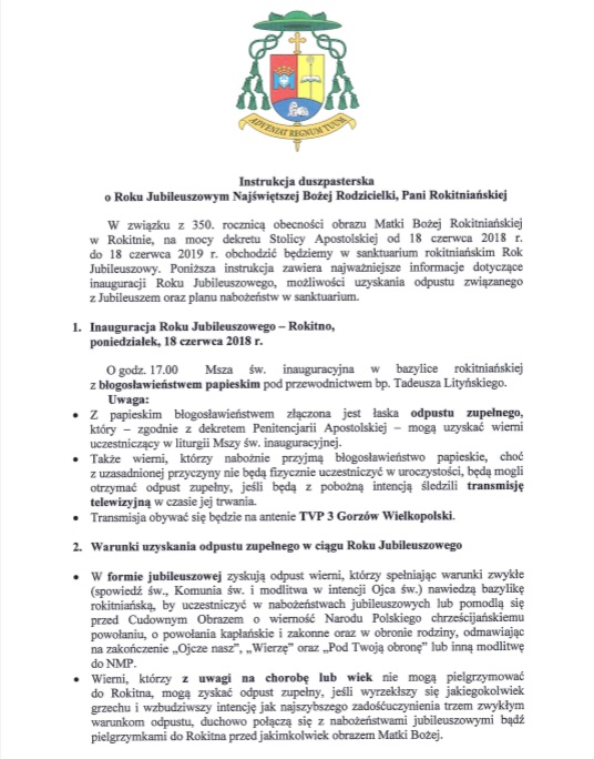 Rok Jubileuszowy Najswietszej Bozej Rodzicielki