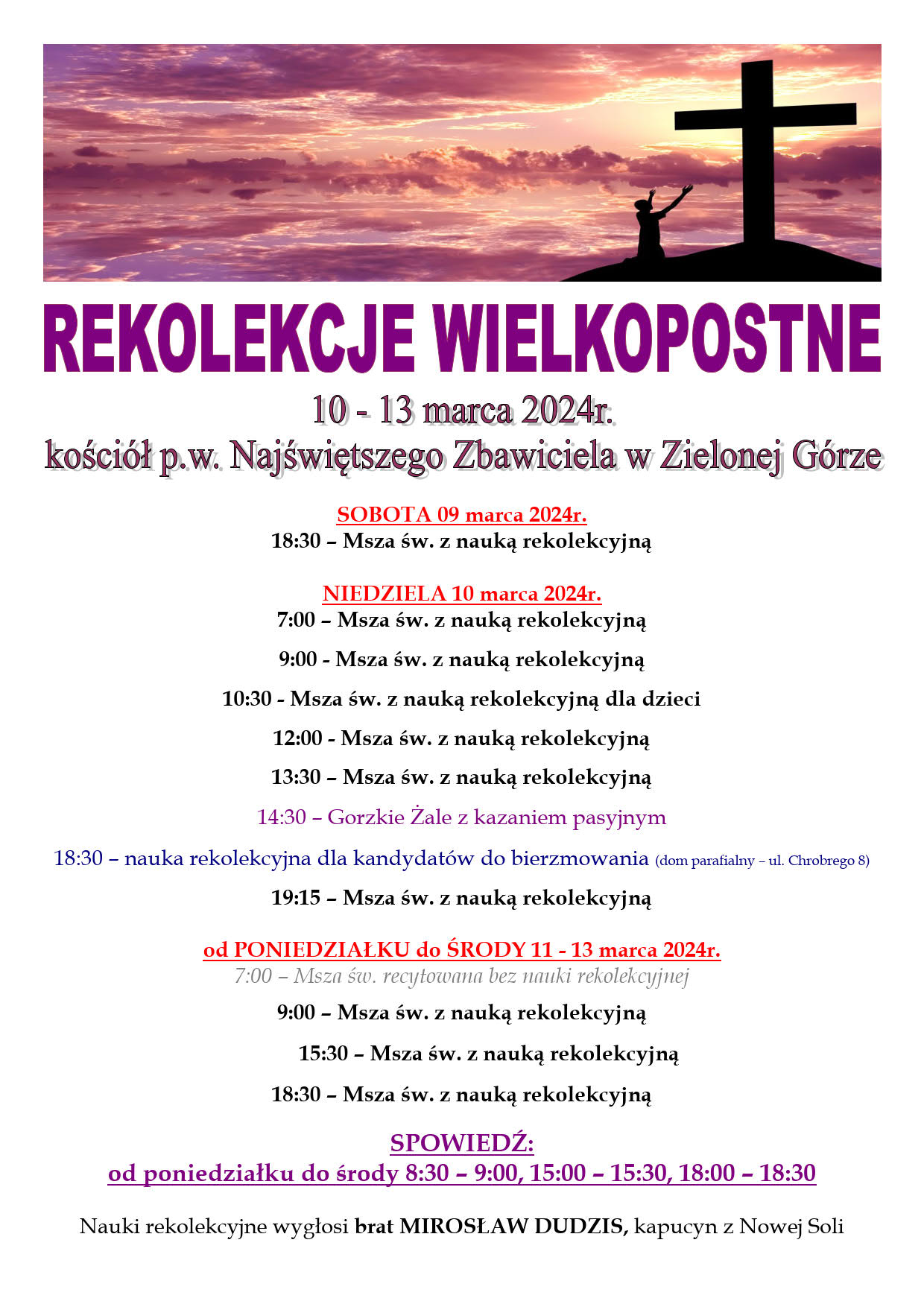 rekolekcje wielkopostne 2024 plakat 1